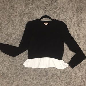 Black Sweater with white ruffle